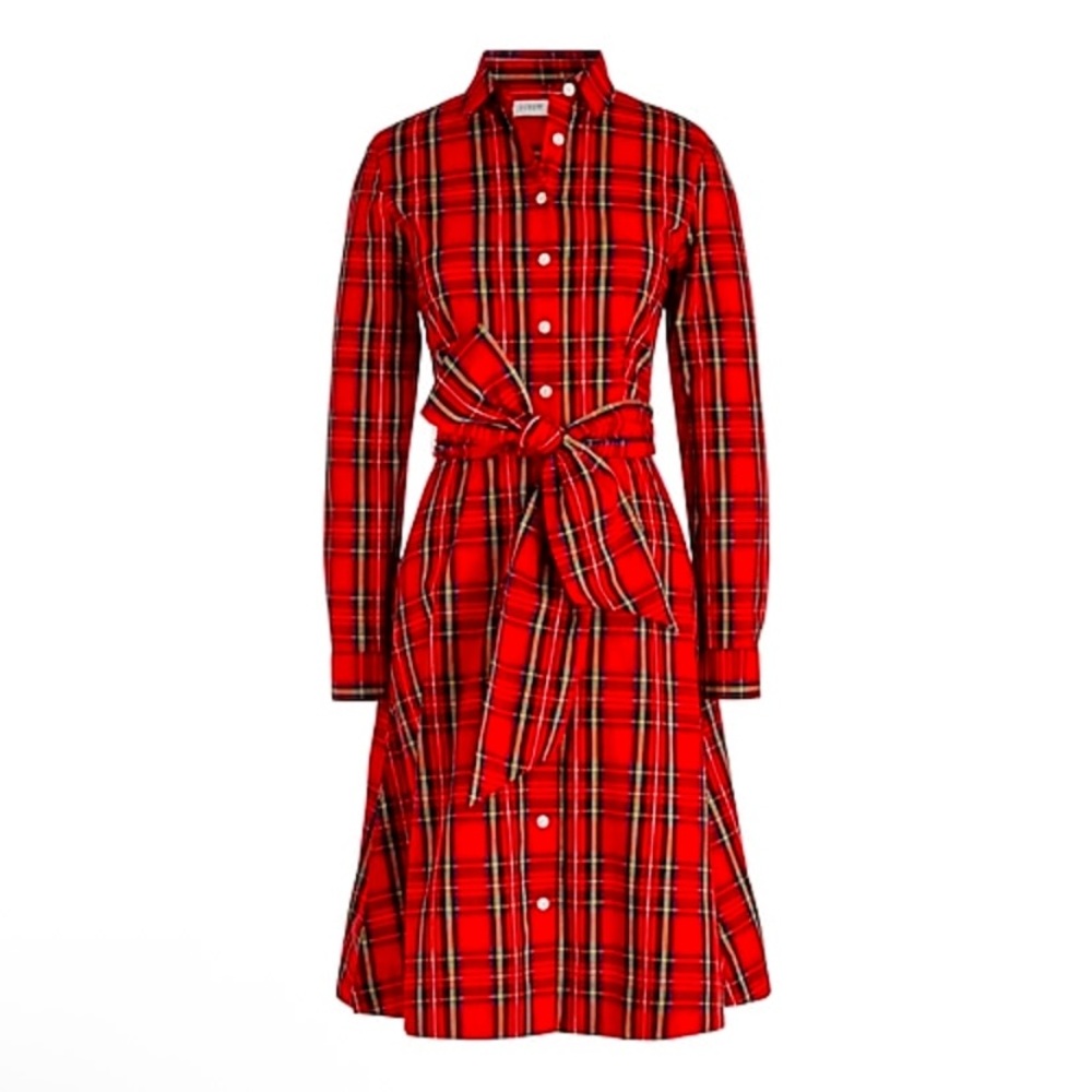 J CREW Red Tartan Plaid Tie Waist Pin Up